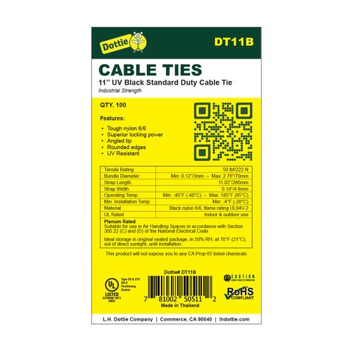 Main product image of 11'' UV Black Standard Duty Cable Tie
