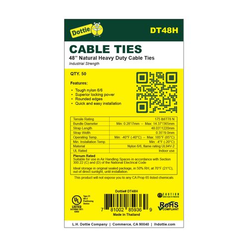 Main product image of 48" Natural Heavy Duty Cable Tie (50 Pack)