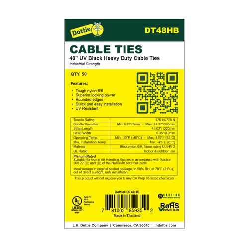 Main product image of 48" UV Black Heavy Duty Cable Tie (50 Pack)