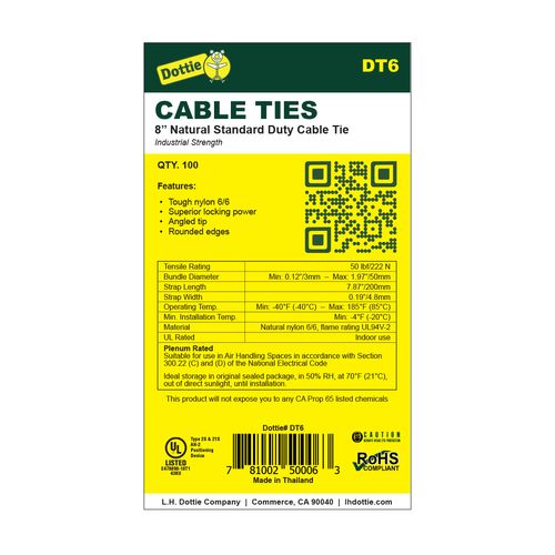 Main product image of 8" Natural Standard Duty Cable Tie (100 Pack)