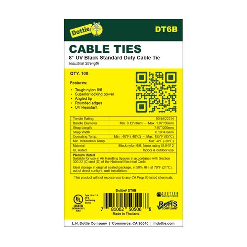 Main product image of 8" UV Black Standard Duty Cable Tie (100 Pack)