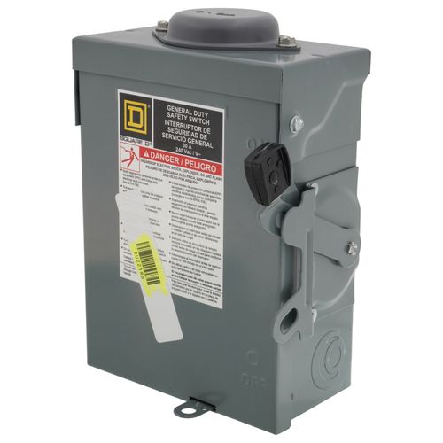 Main product image of 30A Non-Fused General Duty Safety Switch, 2 Pole, NEMA 3R Enclosure w/ Bolt on Hub Provision (240VAC)