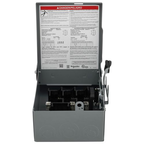 Main product image of 60A Non-Fused General Duty Safety Switch, 3 Pole, NEMA 3R Enclosure w/ Bolt on Hub Provision (240VAC)