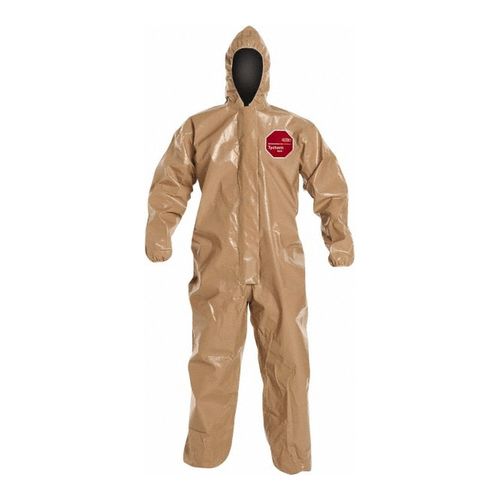 Main product image of Tychem 5000 C3127T Coverall w/ Standard Hood, Elastic Wrists and Ankles, Storm Flap; Adhesive Closure, Tan, 2X-Large (Pack of 6)