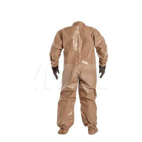 Main product image of Tychem 5000 C3184T Coverall w/ Collar, Attached Dual Layer Gloves, Socks w/ Outer Boot Flaps, Double Storm Flap; Hook and Loop, Tan, Medium (Pack of 6)