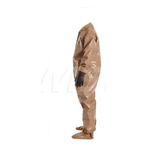 Main product image of Tychem 5000 C3184T Coverall w/ Collar, Attached Dual Layer Gloves, Socks w/ Outer Boot Flaps, Double Storm Flap; Hook and Loop, Tan, Medium (Pack of 6)