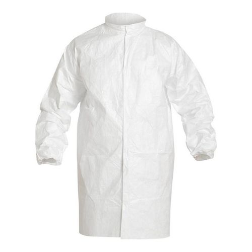 Main product image of Tyvek IsoClean IC263S Frock w/ High Mandarin Collar, Set Sleeve Design, Elastic Wrists, Front Snap Closure, White, X-Large (Pack of 30)