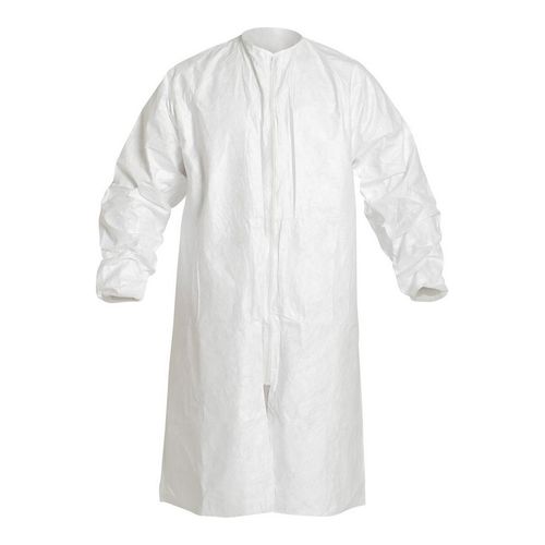 Main product image of Tyvek IsoClean IC264S Frock w/ Bound Neck, Raglan Sleeves, Elastic Wrists, Zipper, White, Medium (Pack of 30)