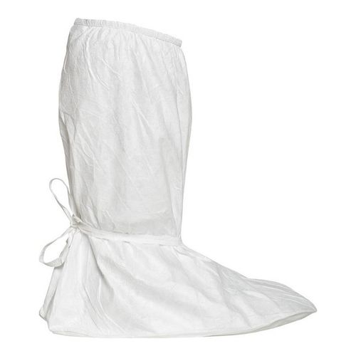 Main product image of Tyvek IsoClean IC457S Boot Cover, PVC Sole, 18in High, Covered Elastic Opening, Ankle Ties, White, Medium (50 Pairs)