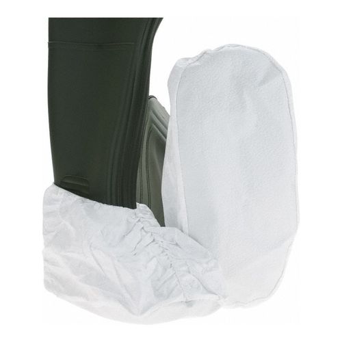 Main product image of Tyvek IsoClean IC461S Shoe Cover, PVC Sole, 5in High, Elastic Opening, Elastic Toe, White, Medium (150 Pairs)