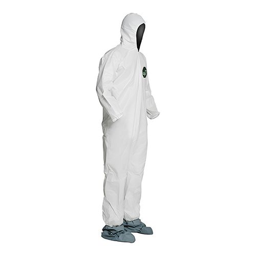 Main product image of ProShield 50 NB122S Coverall w/ Standard Hood, Elastic Wrists, Attached Skid-Resistant Boots, White, X-Large (Pack of 25)