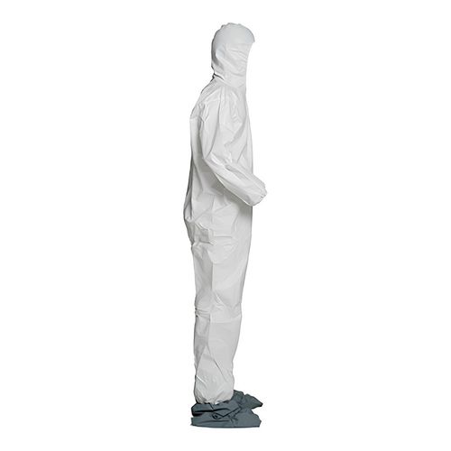 Main product image of ProShield 50 NB122S Coverall w/ Standard Hood, Elastic Wrists, Attached Skid-Resistant Boots, White, X-Large (Pack of 25)