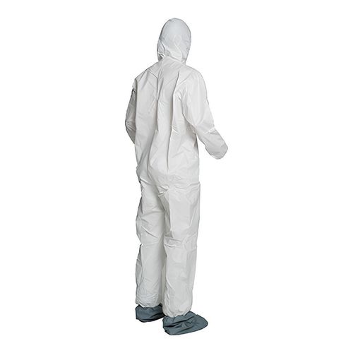 Main product image of ProShield 50 NB122S Coverall w/ Standard Hood, Elastic Wrists, Attached Skid-Resistant Boots, White, X-Large (Pack of 25)