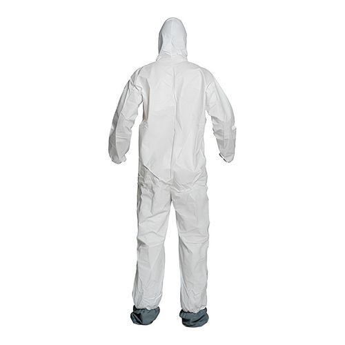 Main product image of ProShield 50 NB122S Coverall w/ Standard Hood, Elastic Wrists, Attached Skid-Resistant Boots, White, X-Large (Pack of 25)
