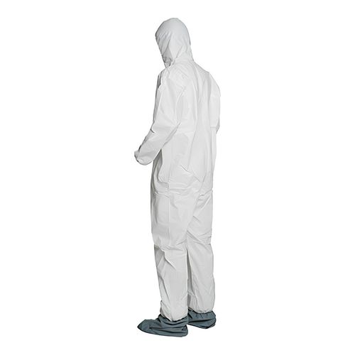 Main product image of ProShield 50 NB122S Coverall w/ Standard Hood, Elastic Wrists, Attached Skid-Resistant Boots, White, X-Large (Pack of 25)