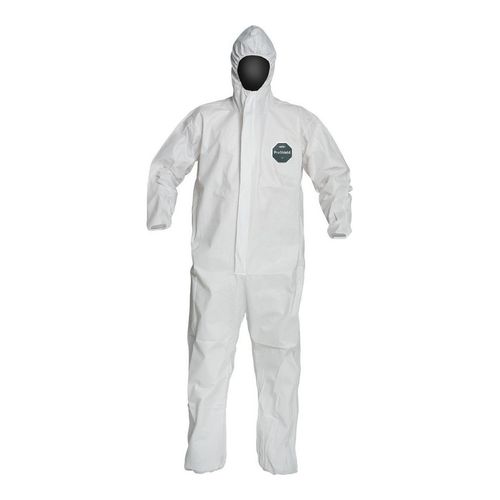 Main product image of ProShield 50 NB127S Coverall w/ Respirator Fit Hood, Elastic Wrists and Ankles, Storm Flap, White, Small (Pack of 25)