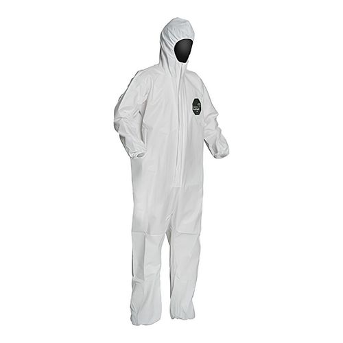 Main product image of ProShield 50 NB127S Coverall w/ Respirator Fit Hood, Elastic Wrists and Ankles, Storm Flap, White, Small (Pack of 25)