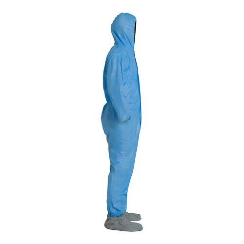 Main product image of ProShield 10 PB122S Coverall w/ Standard Hood, Elastic Wrists, Attached Skid-Resistant Boots, Storm Flap, Blue, 2X-Large (Pack of 25)