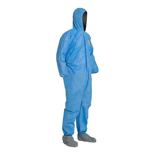 Main product image of ProShield 10 PB122S Coverall w/ Standard Hood, Elastic Wrists, Attached Skid-Resistant Boots, Storm Flap, Blue, 4X-Large (Pack of 25)