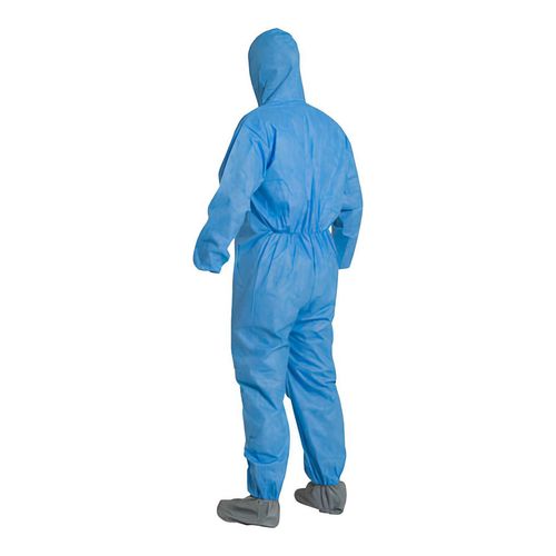 Main product image of ProShield 10 PB122S Coverall w/ Standard Hood, Elastic Wrists, Attached Skid-Resistant Boots, Storm Flap, Blue, 4X-Large (Pack of 25)
