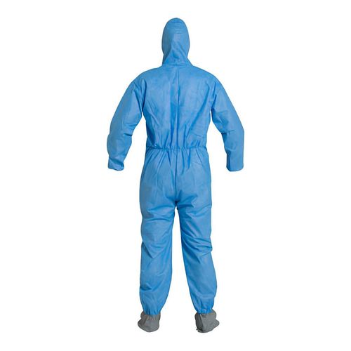 Main product image of ProShield 10 PB122S Coverall w/ Standard Hood, Elastic Wrists, Attached Skid-Resistant Boots, Storm Flap, Blue, Medium (Pack of 25)