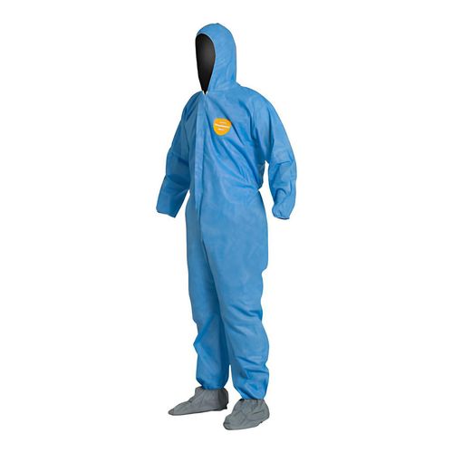 Main product image of ProShield 10 PB122S Coverall w/ Standard Hood, Elastic Wrists, Attached Skid-Resistant Boots, Storm Flap, Blue, Medium (Pack of 25)