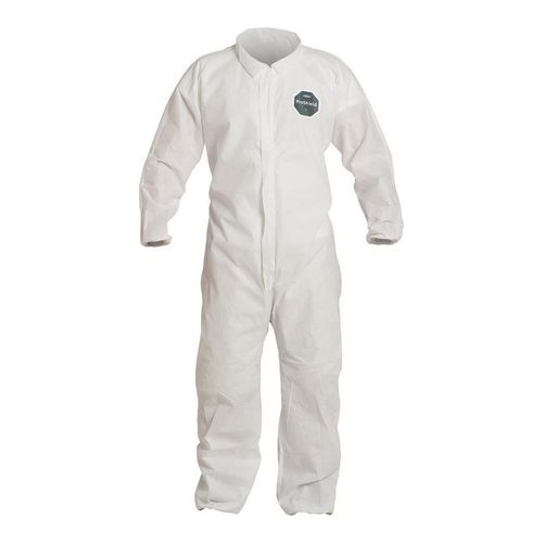 Main product image of ProShield 10 PB125S Coverall w/ Collar, Elastic Wrists and Ankles, Storm Flap, White, 4X-Large (Pack of 25)