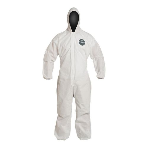 Main product image of ProShield 10 PB127S Coverall w/ Standard Hood, Elastic Wrists and Ankles, Storm Flap, White, Medium (Pack of 25)