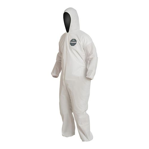 Main product image of ProShield 10 PB127S Coverall w/ Standard Hood, Elastic Wrists and Ankles, Storm Flap, White, Medium (Pack of 25)
