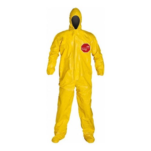 Main product image of Tychem 2000 QC122T Coverall w/ Standard Hood, Elastic Wrists, Socks, Storm Flap; Adhesive Closure, Yellow, 3X-Large (Pack of 4)