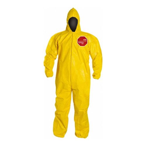 Main product image of Tychem 2000 QC127B Coverall w/ Standard Hood, Elastic Wrists and Ankles, Storm Flap; Adhesive Closure, Yellow, X-Large (Pack of 12)