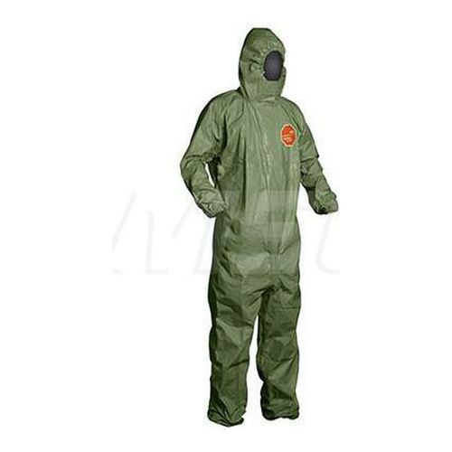 Main product image of Tychem 2000 SFR QS127T Coverall w/ Respirator Fit Hood, Elastic Wrists Ankles and Waist, Storm Flap; Adhesive Closure, Green, 7XL (Pack of 4)