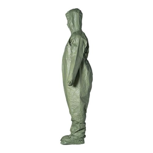 Main product image of Tychem 2000 SFR QS127T Coverall w/ Respirator Fit Hood, Elastic Wrists Ankles and Waist, Storm Flap; Adhesive Closure, Green, X-Large (Pack of 4)