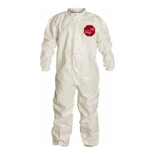 Main product image of Tychem 4000 SL125T Coverall w/ Collar, Elastic Wrists and Ankles, Storm Flap; Adhesive Closure, White, 2X-Large (Pack of 6)