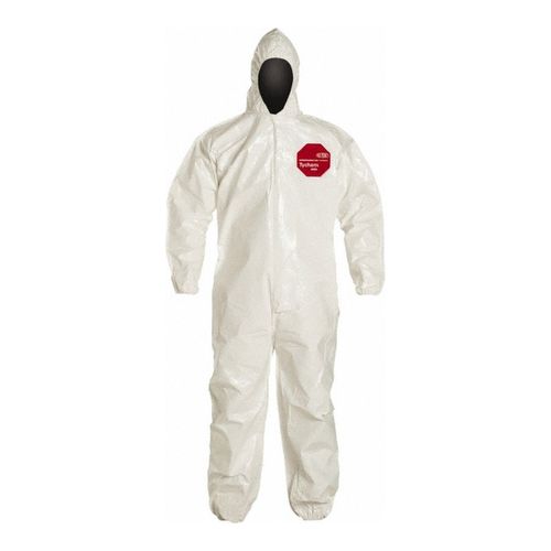 Main product image of Tychem 4000 SL127B Coverall w/ Standard Hood, Elastic Wrists and Ankles, Storm Flap; Adhesive Closure, White, 4X-Large (Pack of 12)