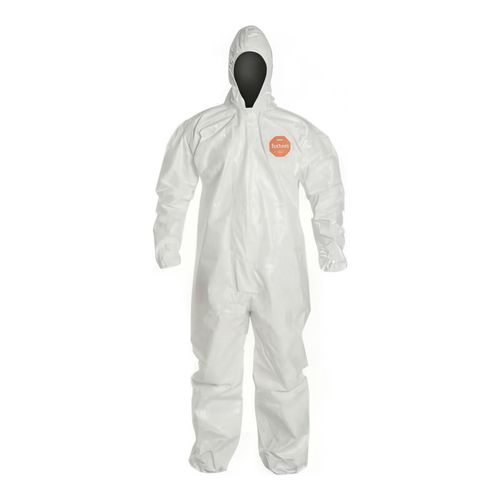 Main product image of Tychem 4000 SL127T Coverall w/ Standard Hood, Elastic Wrists and Ankles, Storm Flap; Adhesive Closure, White, 5XL (Pack of 6)