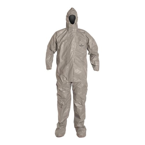 Main product image of Tychem 6000 TF169T Coverall w/ Respirator Fit Hood, Elastic Wrists, Socks, Double Storm Flap, Gray, 5XL (Pack of 6)