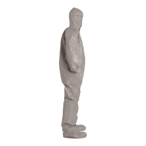 Main product image of Tychem 6000 TF169T Coverall w/ Respirator Fit Hood, Elastic Wrists, Socks, Double Storm Flap, Gray, 5XL (Pack of 6)