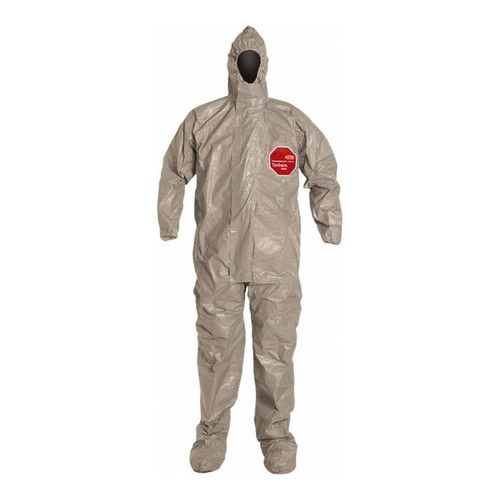 Main product image of Tychem 6000 TF169T Coverall w/ Respirator Fit Hood, Elastic Wrists, Socks, Double Storm Flap, Gray, 5X-Large (Pack of 6)