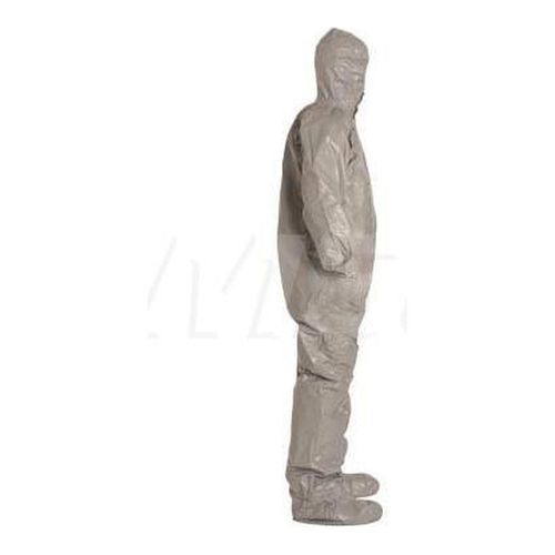 Main product image of Tychem 6000 TF169T Coverall w/ Respirator Fit Hood, Elastic Wrists, Socks, Double Storm Flap, Gray, Large (Pack of 6)