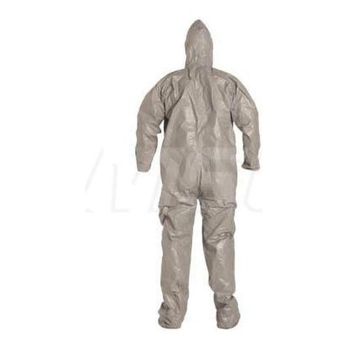 Main product image of Tychem 6000 TF169T Coverall w/ Respirator Fit Hood, Elastic Wrists, Socks, Double Storm Flap, Gray, Large (Pack of 6)