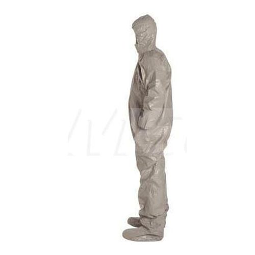 Main product image of Tychem 6000 TF169T Coverall w/ Respirator Fit Hood, Elastic Wrists, Socks, Double Storm Flap, Gray, Large (Pack of 6)