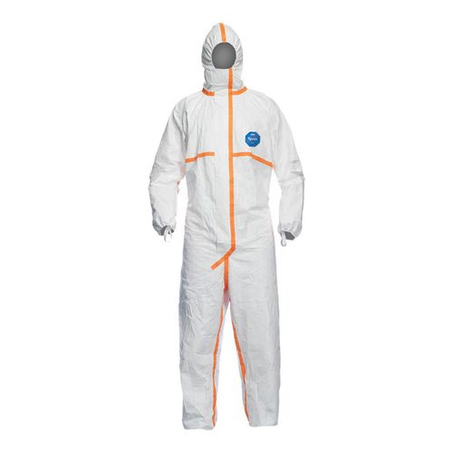 Main product image of Tyvek 800 TJ198T Coverall w/ Respirator Fit Hood, Elastic Wrists and Ankles, Self-Adhesive Storm Flap, White, 4X-Large (Pack of 25)
