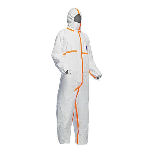 Main product image of Tyvek 800 TJ198T Coverall w/ Respirator Fit Hood, Elastic Wrists and Ankles, Self-Adhesive Storm Flap, White, 6X-Large (Pack of 25)