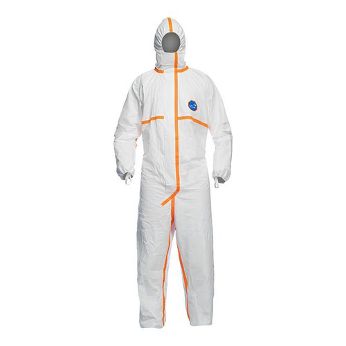 Main product image of Tyvek 800 TJ198T Coverall w/ Respirator Fit Hood, Elastic Wrists and Ankles, Self-Adhesive Storm Flap, White, 7X-Large (Pack of 25)