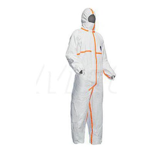 Main product image of Tyvek 800 TJ198T Coverall w/ Respirator Fit Hood, Elastic Wrists and Ankles, Self-Adhesive Storm Flap, White, Medium (Pack of 25)