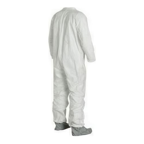 Main product image of Tyvek 400 TY121S Coverall w/ Collar, Elastic Wrists, Attached Skid-Resistant Boots, White, Large (Pack of 25)