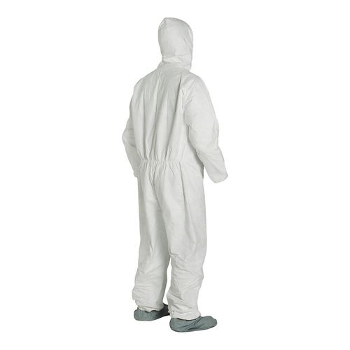 Main product image of Tyvek 400 TY122S Coverall w/ Respirator Fit Hood, Elastic Wrists, Attached Skid-Resistant Boots, Storm Flap, White, 3X-Large (Pack of 25)