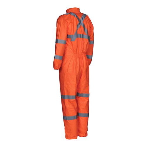 Main product image of Tyvek 500 HV TY125S Coverall w/ Elastic Wrists and Ankles, Fluorescent Orange w/ Grey Retroreflective, Hi-Vis Orange/Grey, 2X-Large (Pack of 25)