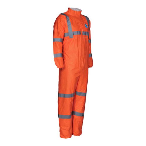 Main product image of Tyvek 500 HV TY125S Coverall w/ Elastic Wrists and Ankles, Fluorescent Orange w/ Grey Retroreflective, Hi-Vis Orange/Grey, 2X-Large (Pack of 25)